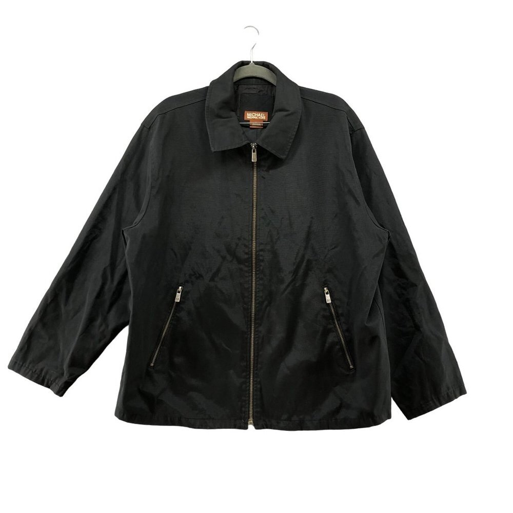 Michael Kors Nylon Jacket Mens L Black Collared Outdoors Wind Rain Zip Pocket